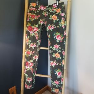Floral pattern jeans